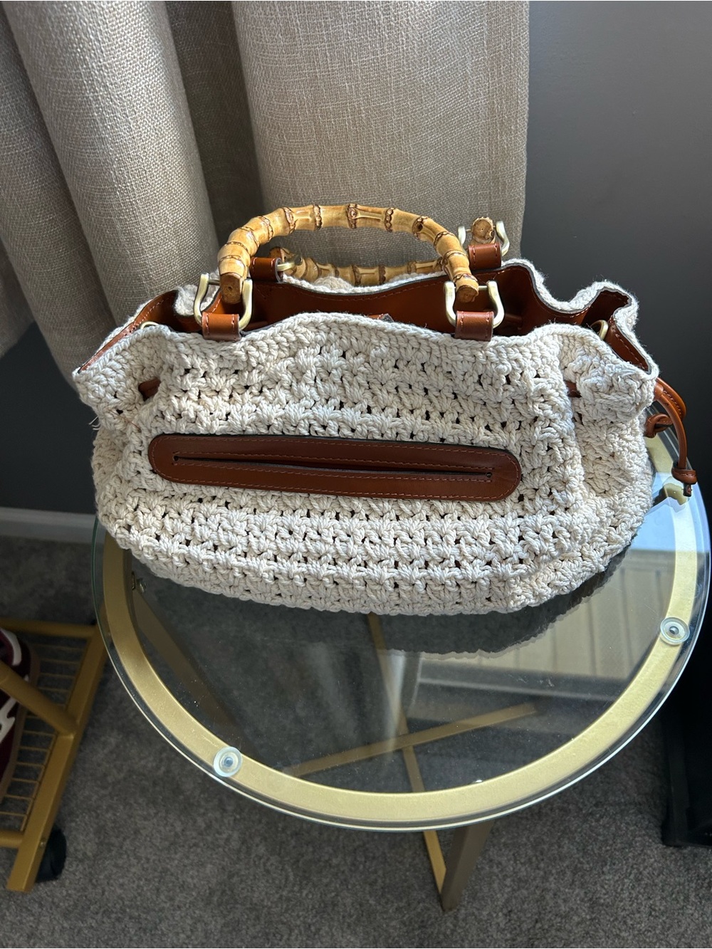 Patricia Nash Hand-Crocheted Floral Tote Bag with Bamboo Handles - Cream - Picture 2 of 5